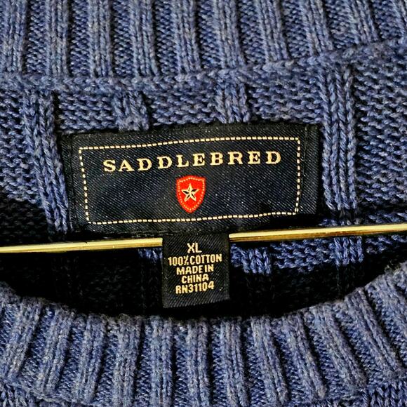 Saddlebred Cable Knit Crew Neck Sweater Sz XL Preppy Capsule Classic Cotton - Picture 3 of 7
